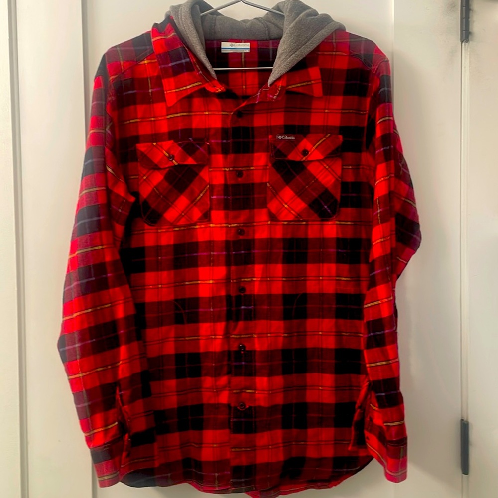 Columbia Flannel Hooded Button Down